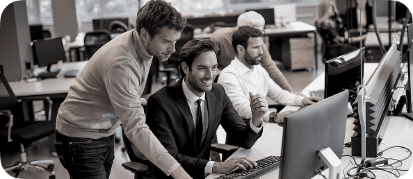 Team working on laptops